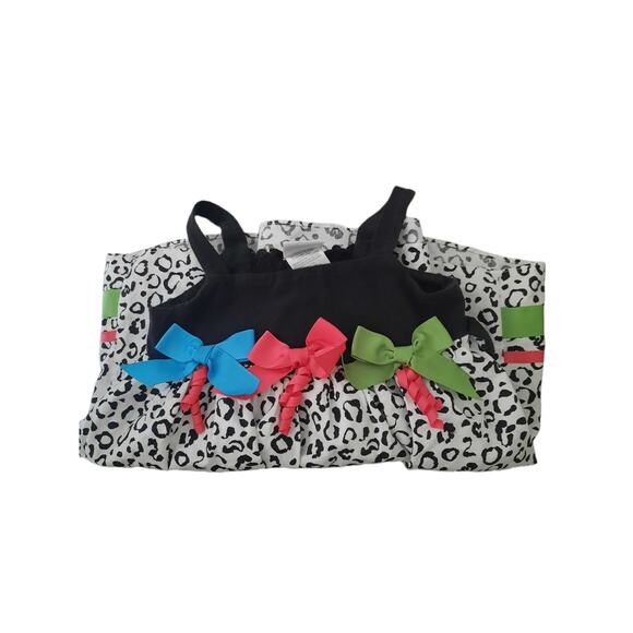 Goodlad of Philadelphia Black White print Blue Pink Green bows spaghetti straps - Picture 4 of 9